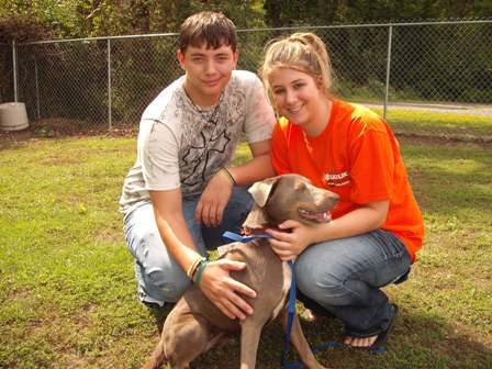 Jordan and Beverly with dog