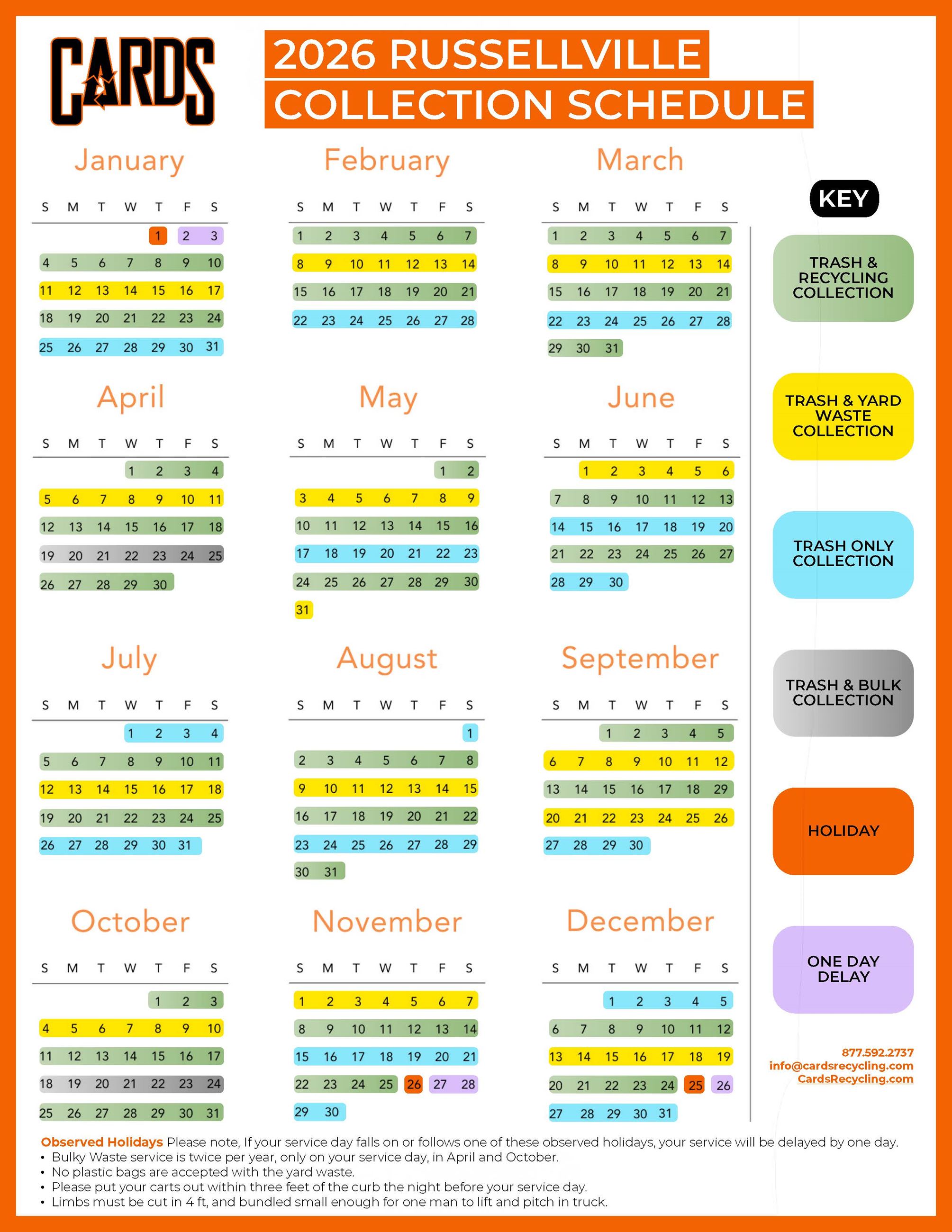 Russellville 2026 Calendar